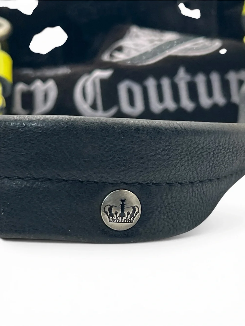 Vintage Y2K Juicy Couture Black Velour Hobo Bag Neon Yellow Scottie Crown Logo